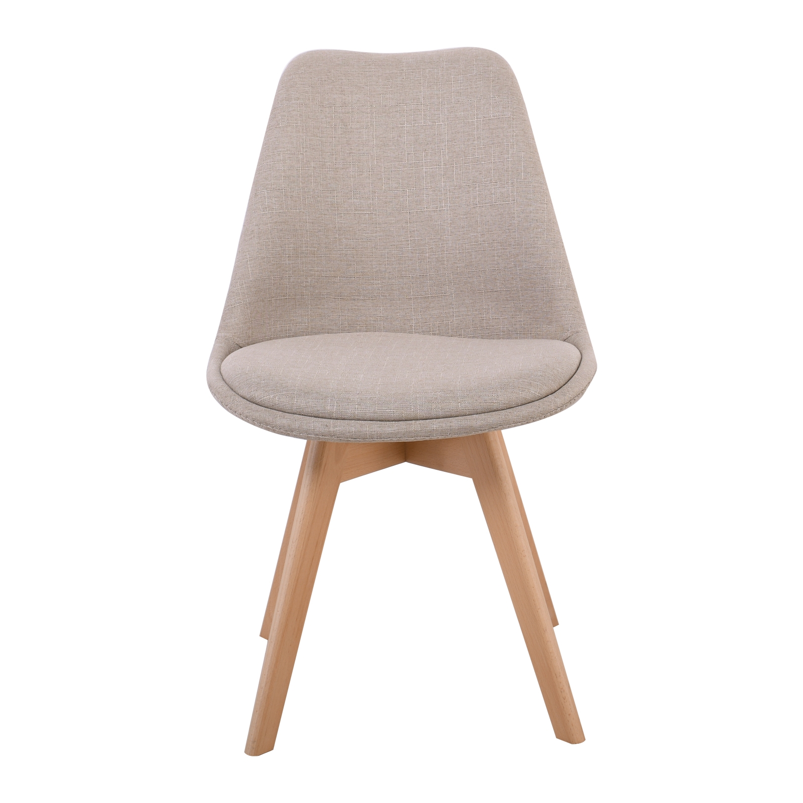 Καρέκλα Ξύλο / Ύφασμα Μπεζ - Μονταρισμένη Ταπετσαρία 3