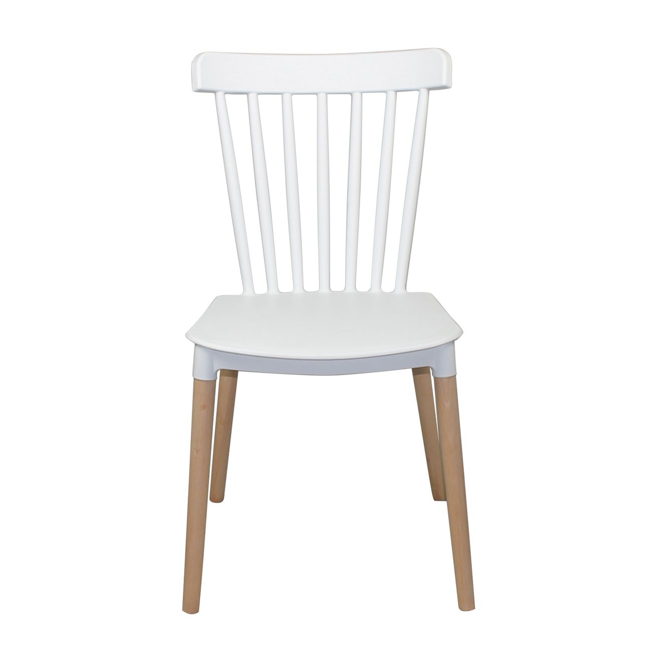 Καρέκλα Τραπεζαρίας - Κουζίνας, PP Άσπρο, Πόδια Οξιά Φυσικό 5