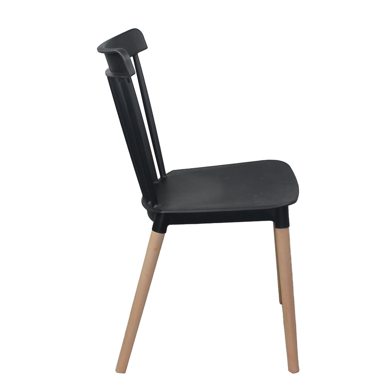 Καρέκλα Τραπεζαρίας - Κουζίνας, PP Μαύρο, Πόδια Οξιά Φυσικό 3