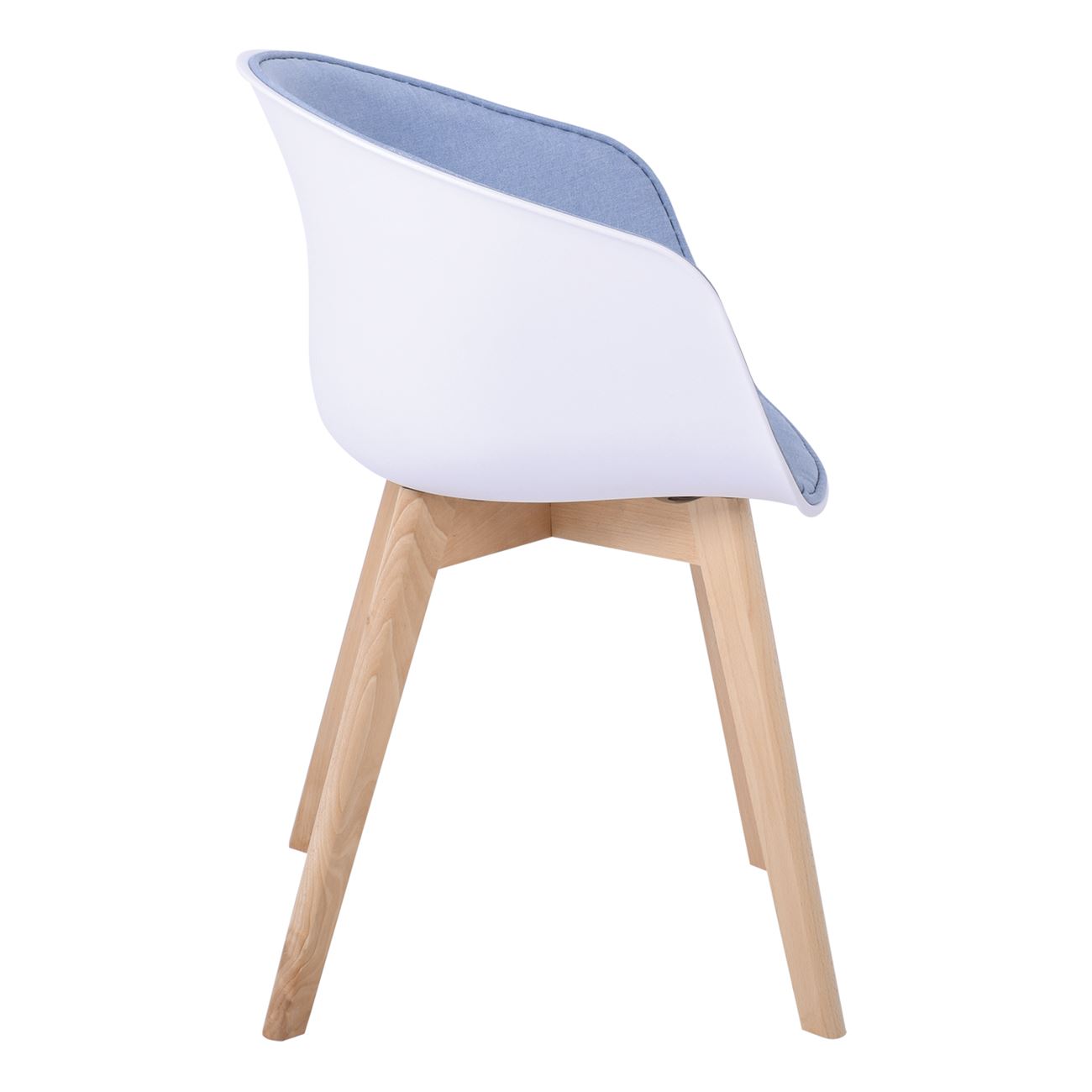 Πολυθρόνα PP Άσπρο, Ύφασμα Μπλε, Ξύλινο πόδι Οξιά 3