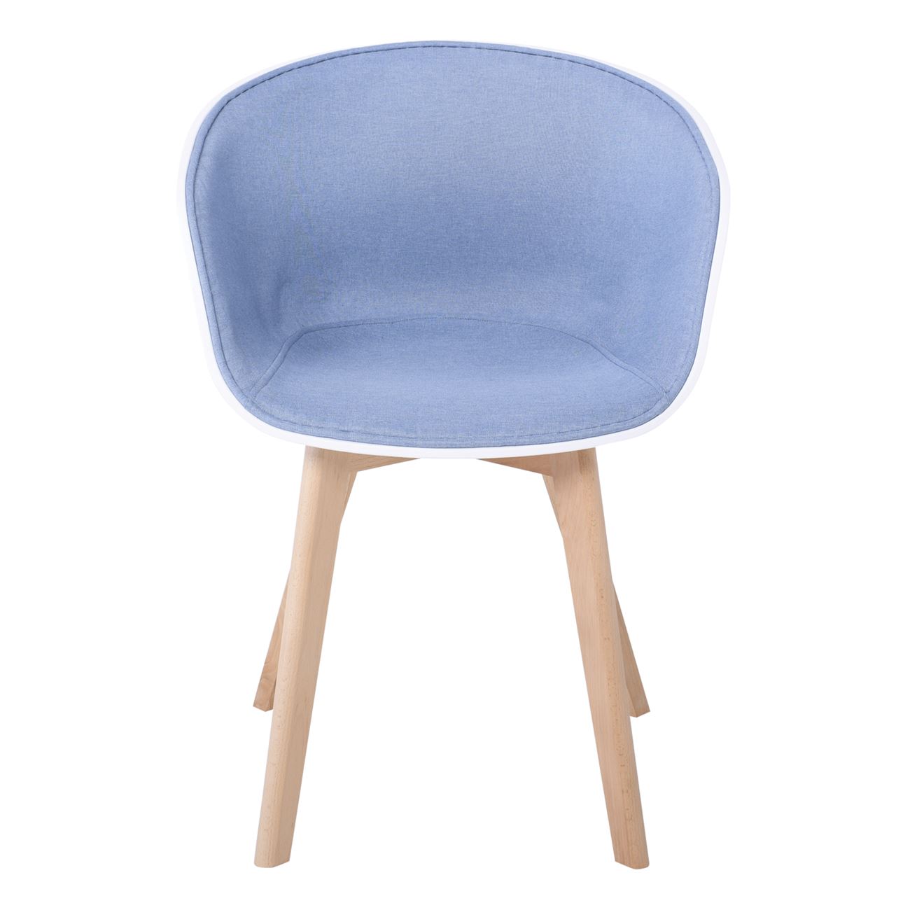 Πολυθρόνα PP Άσπρο, Ύφασμα Μπλε, Ξύλινο πόδι Οξιά 5