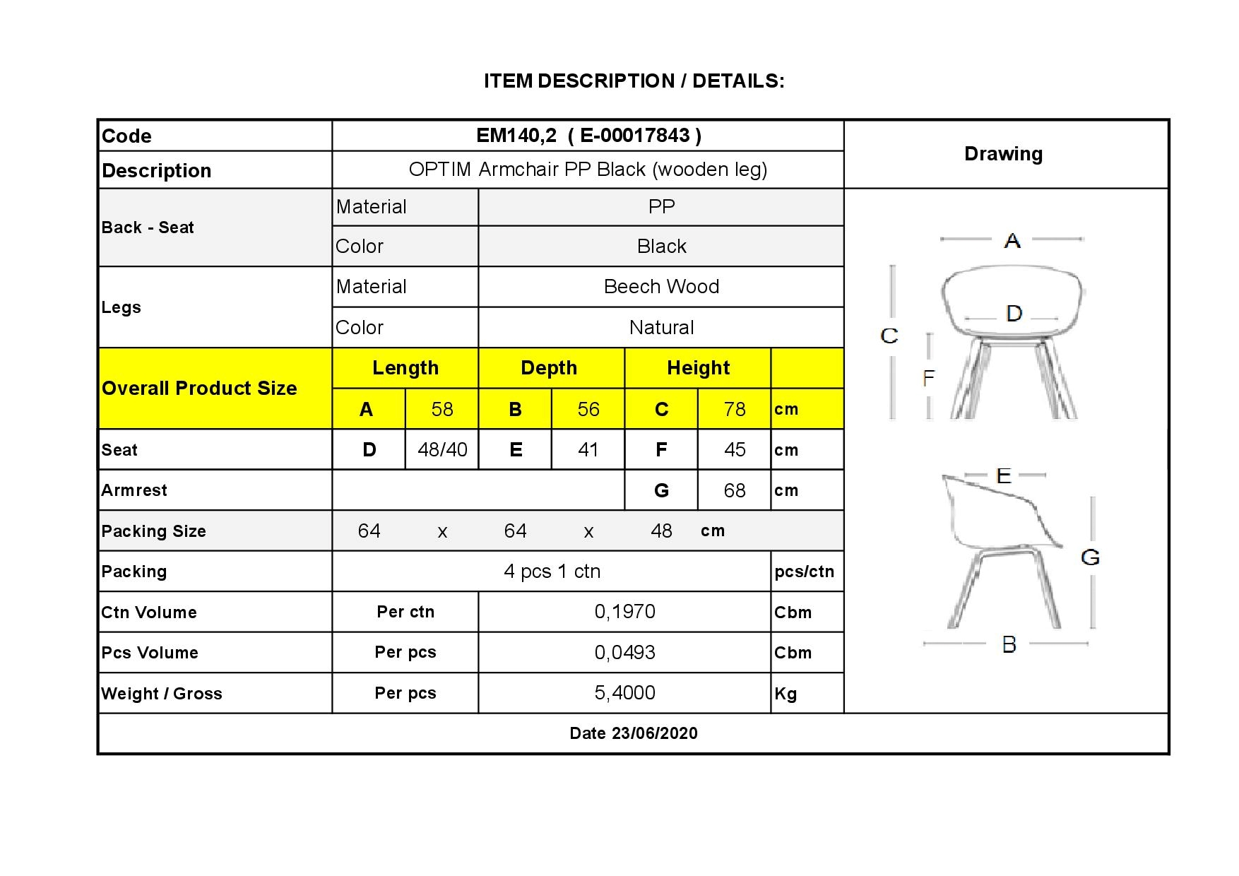 Πολυθρόνα Ξύλινο πόδι Φυσικό / PP Μαύρο 6