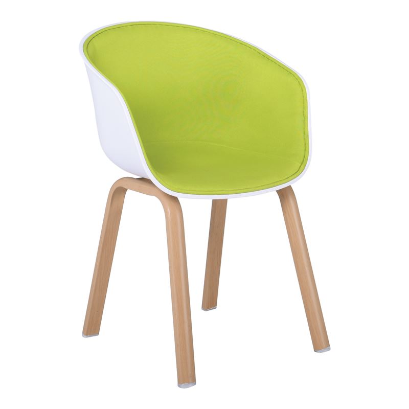 Πολυθρόνα Μέταλλο Βαφή Φυσικό / PP Άσπρο Ύφασμα Lime 1