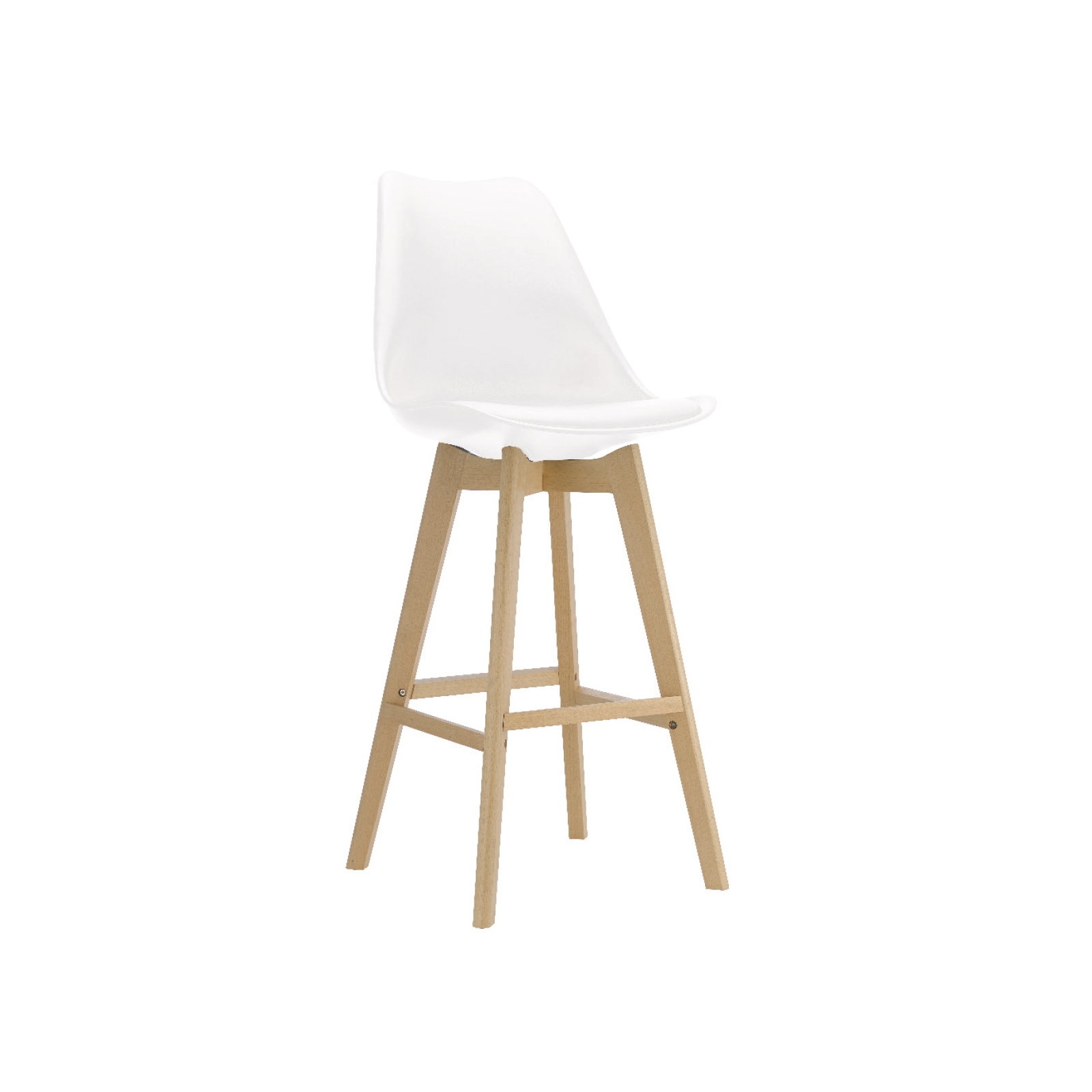 Σκαμπώ BAR (καθ.67cm) Ξύλο / PP Άσπρο Μονταρισμένη Ταπετσαρία 2