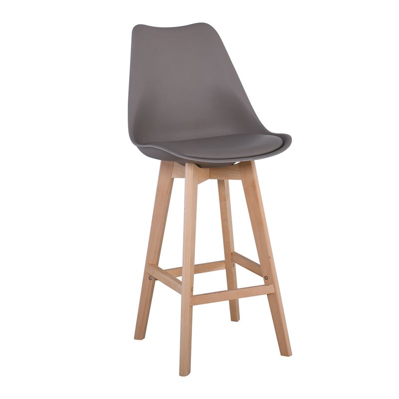 Σκαμπώ BAR (καθ.67cm) Ξύλο / PP SandBeige Μονταρισμένη Ταπετσαρία 1