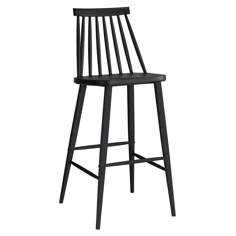 Σκαμπό BAR με Πλάτη, Μέταλλο Βαφή Μαύρο, PP Μαύρο 1