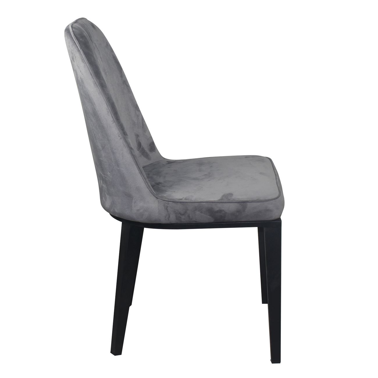 Καρέκλα Τραπεζαρίας Κουζίνας, Μέταλλο Βαφή Μαύρο Ύφασμα Velure Γκρι 3