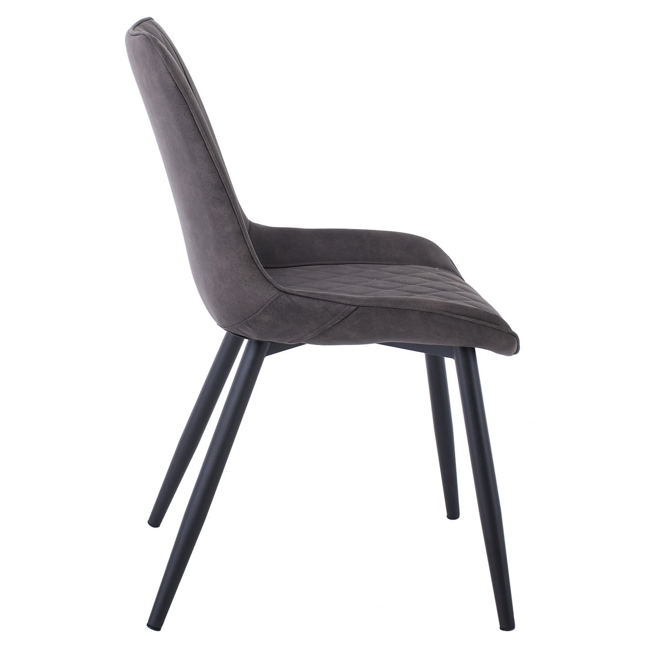 Καρέκλα Τραπεζαρίας Σαλονιού, Μέταλλο Βαφή Μαύρο, Ύφασμα Suede Γκρι 3
