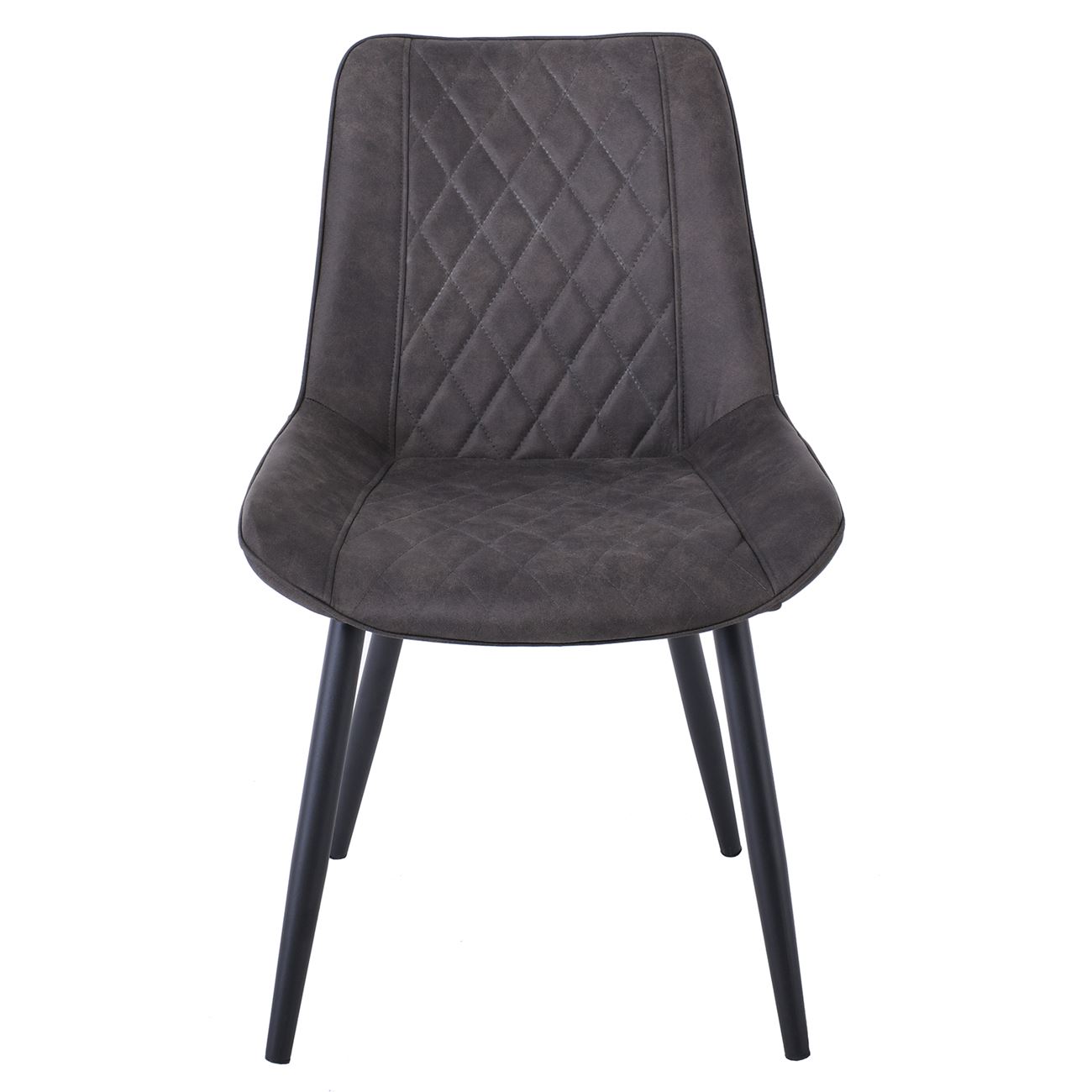 Καρέκλα Τραπεζαρίας Σαλονιού, Μέταλλο Βαφή Μαύρο, Ύφασμα Suede Γκρι 5