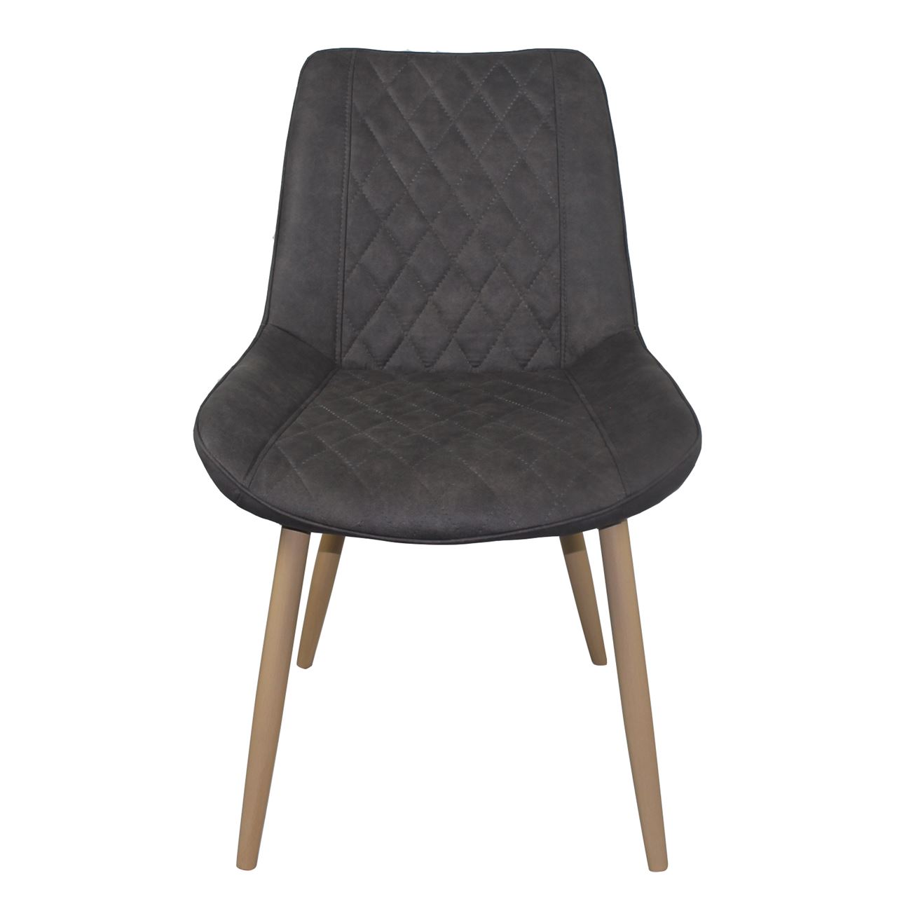 Καρέκλα Τραπεζαρίας Σαλονιού, Μέταλλο Βαφή Φυσικό, Ύφασμα Suede Γκρι 5