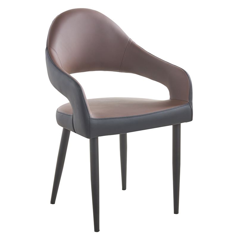 Πολυθρόνα Μέταλλο Βαφή Μαύρο, Pu Σκούρο Καφέ-Μαύρο 1