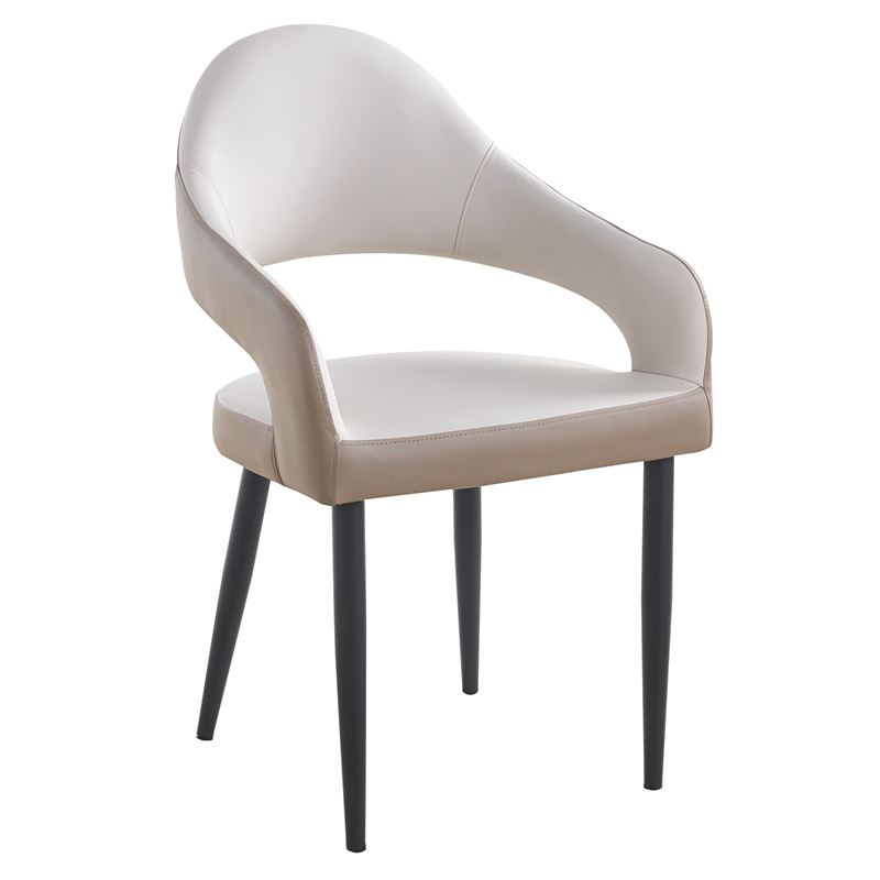 Πολυθρόνα Μέταλλο Βαφή Μαύρο, Pu Ανοιχτό-Σκούρο Cappuccino 1