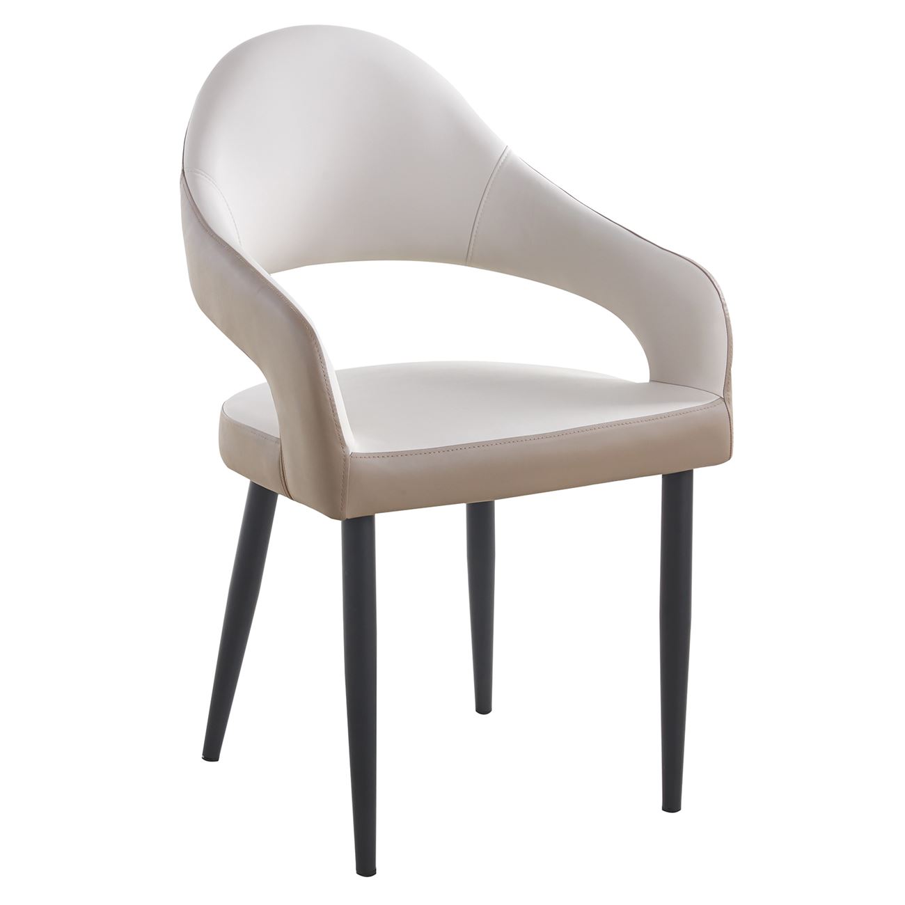 Πολυθρόνα Μέταλλο Βαφή Μαύρο, Pu Ανοιχτό-Σκούρο Cappuccino 2