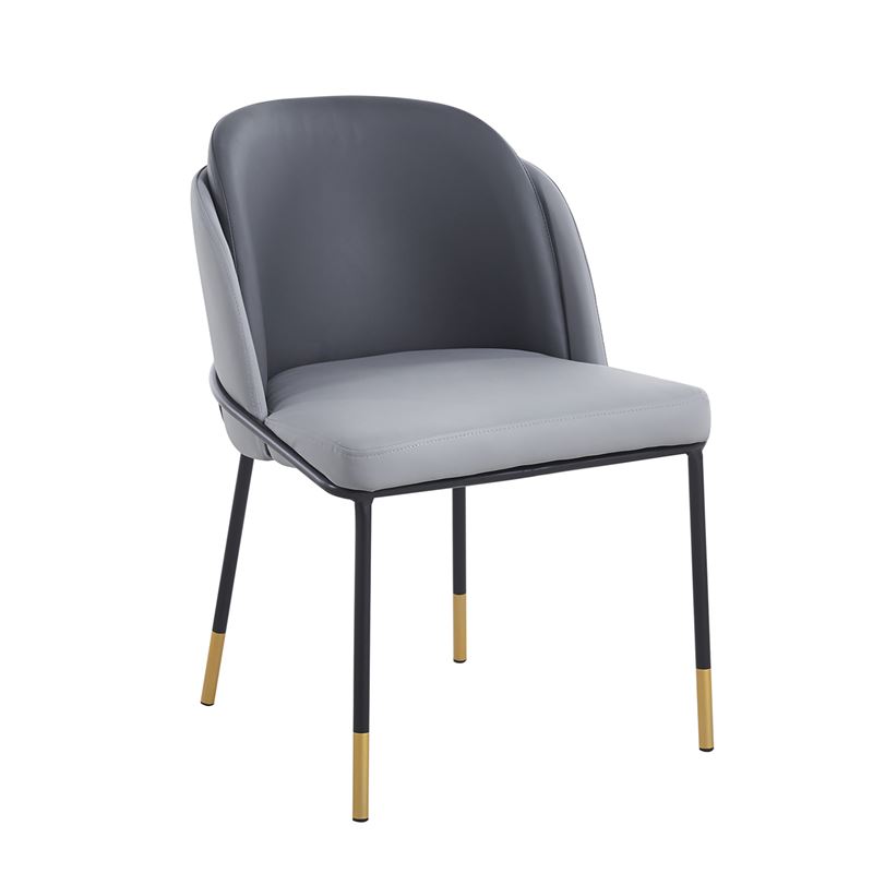 Καρέκλα Τραπεζαρίας- Κουζίνας, Μέταλλο Βαφή Μαύρο, Pu Ανοιχτό-Σκούρο Γκρι 1