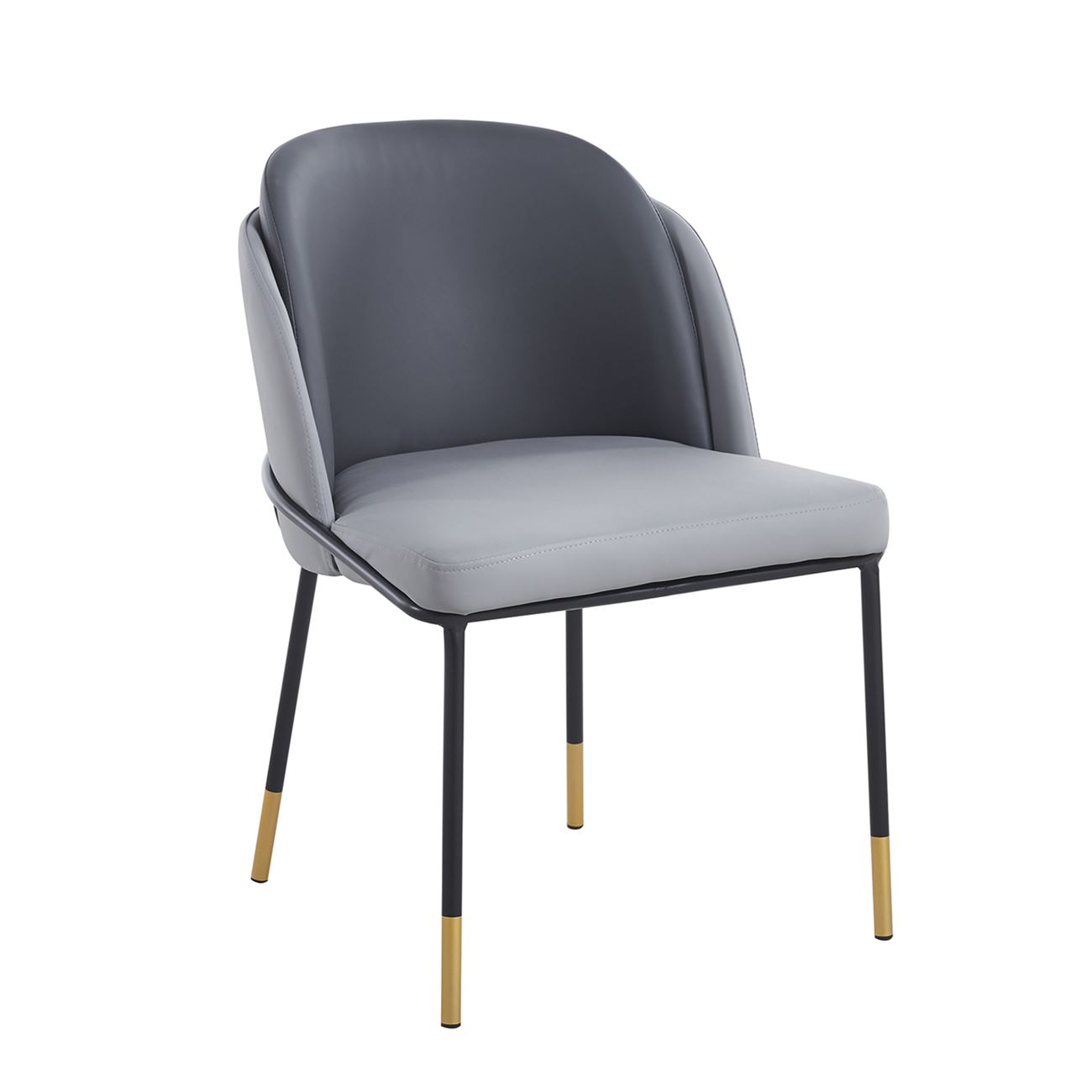 Καρέκλα Τραπεζαρίας- Κουζίνας, Μέταλλο Βαφή Μαύρο, Pu Ανοιχτό-Σκούρο Γκρι 2