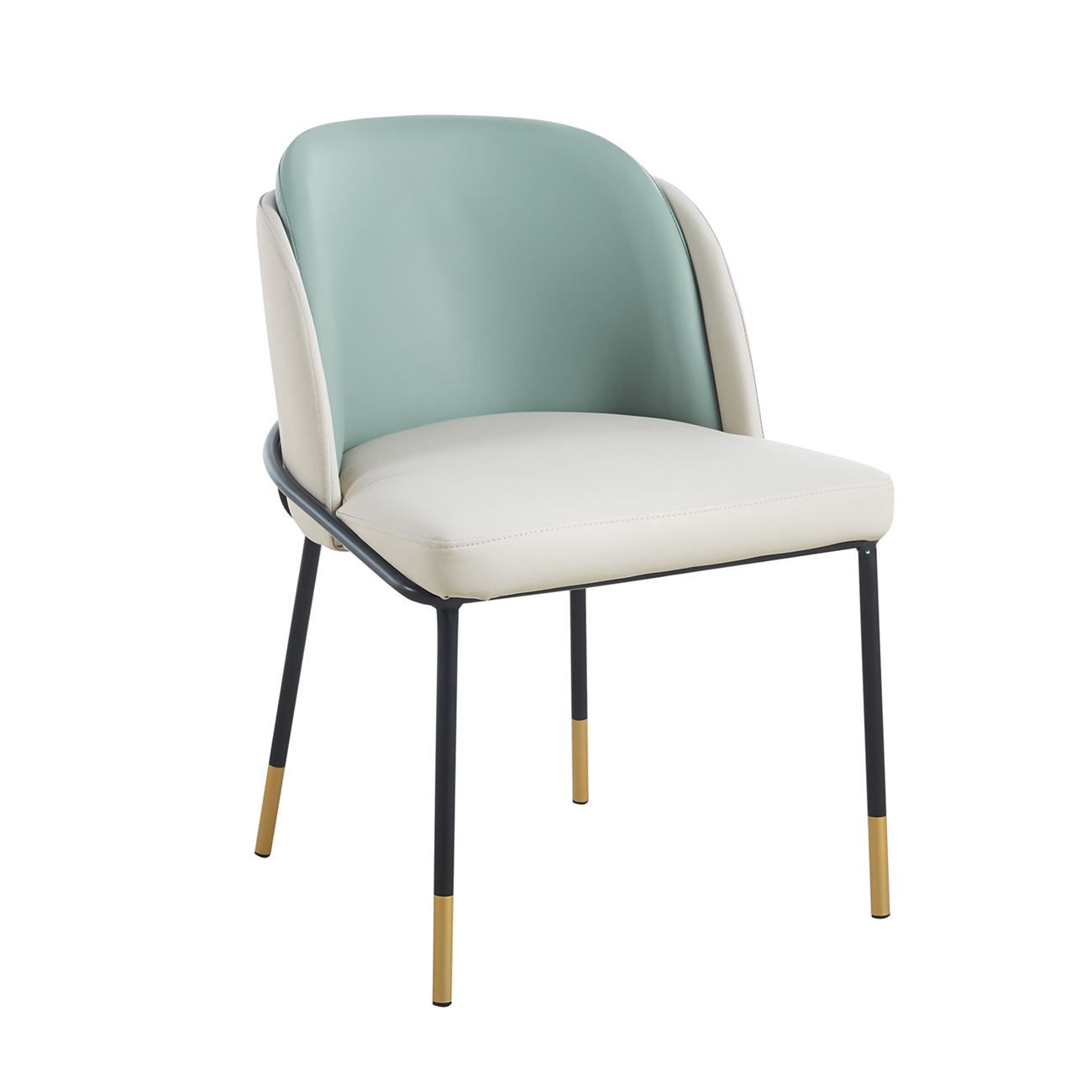 Καρέκλα Τραπεζαρίας- Κουζίνας, Μέταλλο Βαφή Μαύρο, Pu Μπεζ-Sage Green 2