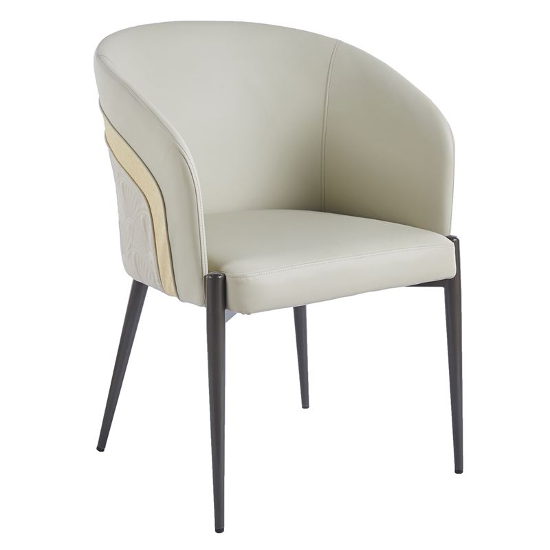 Πολυθρόνα Μέταλλο Βαφή Μαύρο, Pu Ανοιχτό Γκρι 1