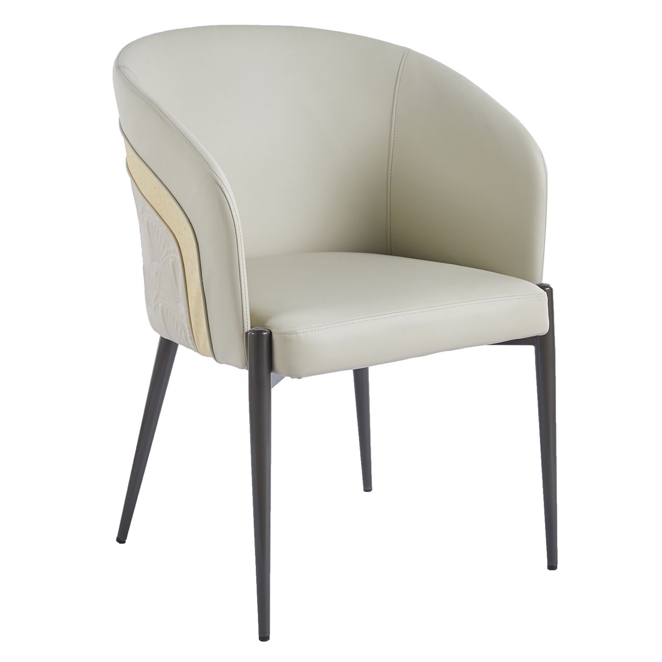 Πολυθρόνα Μέταλλο Βαφή Μαύρο, Pu Ανοιχτό Γκρι 2