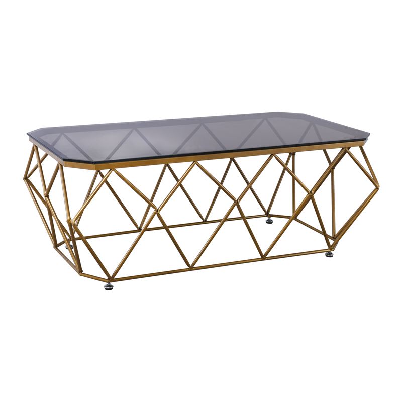 Τραπεζάκι Σαλονιού Καθιστικού -Μέταλλο Βαφή Χρυσό Γυαλί Tee Colour Tempered 1