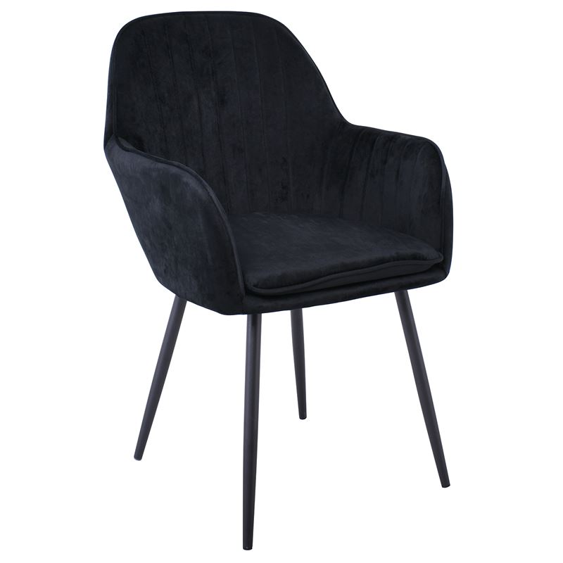 Πολυθρόνα Μέταλλο Βαφή Μαύρο, Ύφασμα Velure, Απόχρωση Μαύρο 1