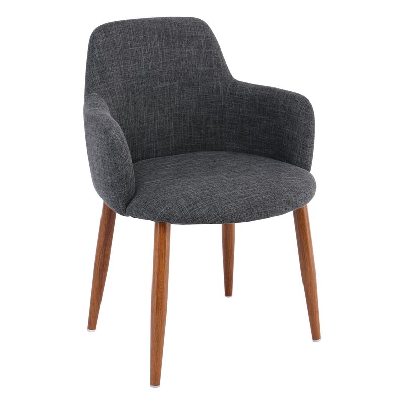 Πολυθρόνα Τραπεζαρίας Σαλονιού - Κουζίνας Μέταλλο Βαφή Καρυδί / Ύφασμα Γκρι 1