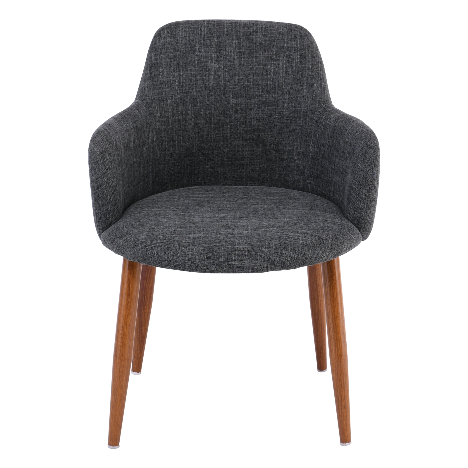 Πολυθρόνα Τραπεζαρίας Σαλονιού - Κουζίνας Μέταλλο Βαφή Καρυδί / Ύφασμα Γκρι 3