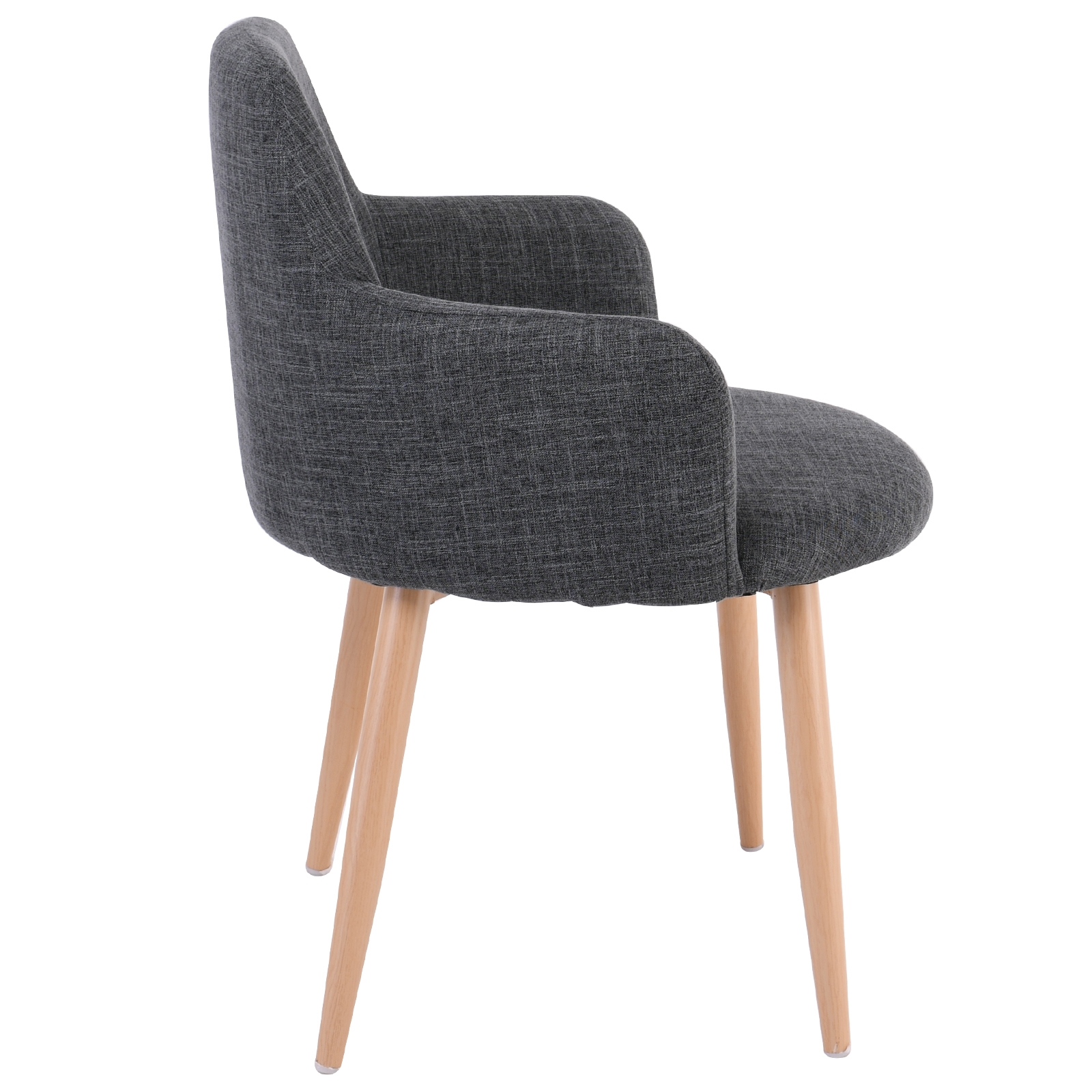 Πολυθρόνα Τραπεζαρίας Σαλονιού - Κουζίνας Μέταλλο Βαφή Φυσικό / Ύφασμα Γκρι 4