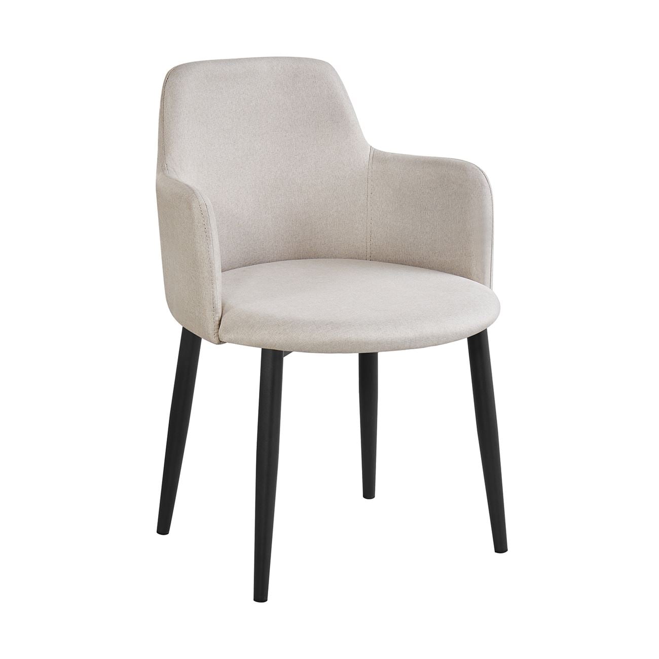 Πολυθρόνα Τραπεζαρίας Σαλονιού - Κουζίνας, Μέταλλο Βαφή Μαύρο, Ύφασμα Μπεζ 2