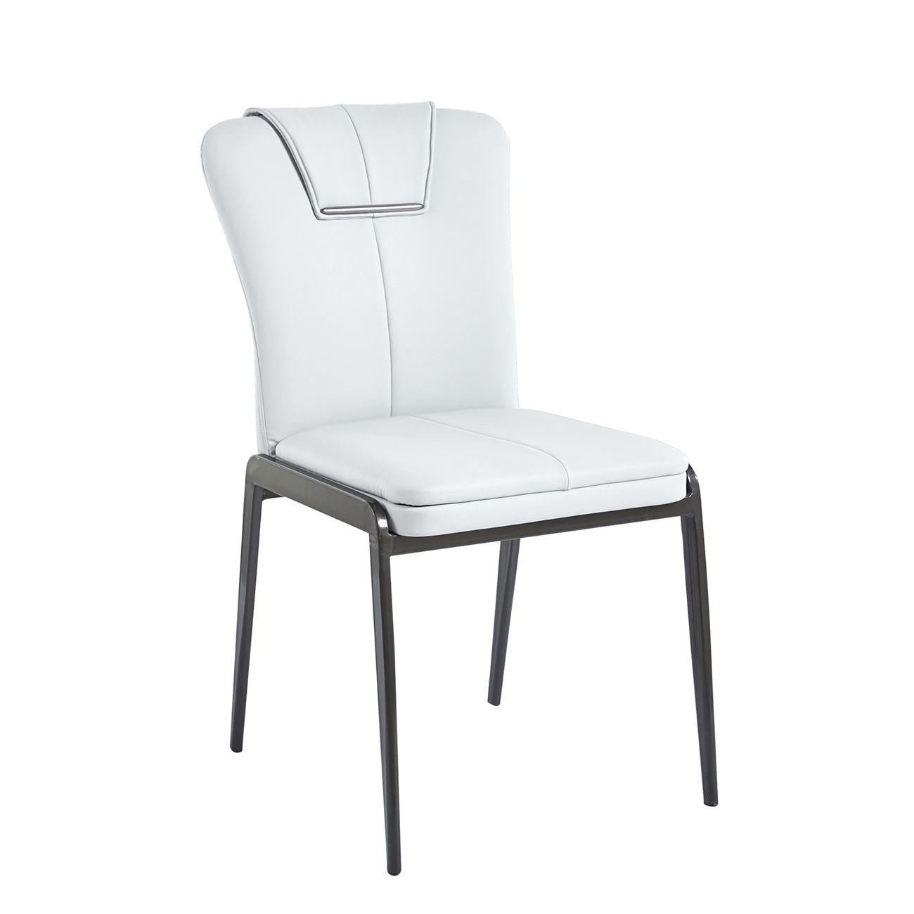 Καρέκλα Tραπεζαρίας- Κουζίνας, Μέταλλο Βαφή Μαύρο, Pu Άσπρο 2