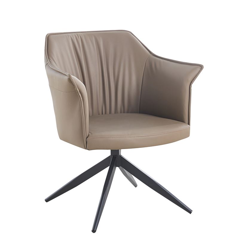 Πολυθρόνα Περιστρεφόμενη, Μέταλλο Βαφή Μαύρο, Pu Cappuccino 1