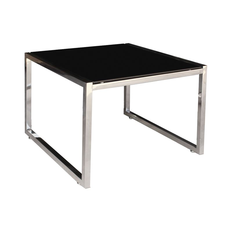Βοηθητικό Τραπεζάκι Σαλονιού - Καθιστικού 60x60cm Inox - Μαυρό Γυαλί 8mm 1