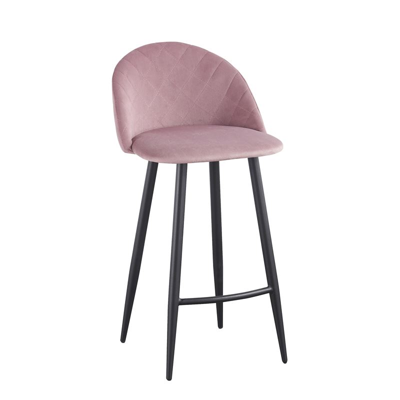 Σκαμπώ Bar Μέταλλο Βαφή Μαύρο - Ύφασμα Velure Dirty Pink 1