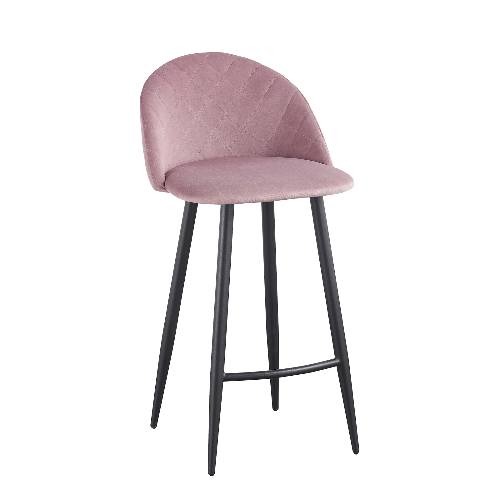 Σκαμπώ Bar Μέταλλο Βαφή Μαύρο - Ύφασμα Velure Dirty Pink 2