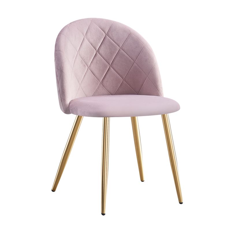 Καρέκλα Τραπεζαρίας, Μέταλλο Χρώμιο Χρυσό, Ύφασμα Velure Απόχρωση Dirty Pink 1