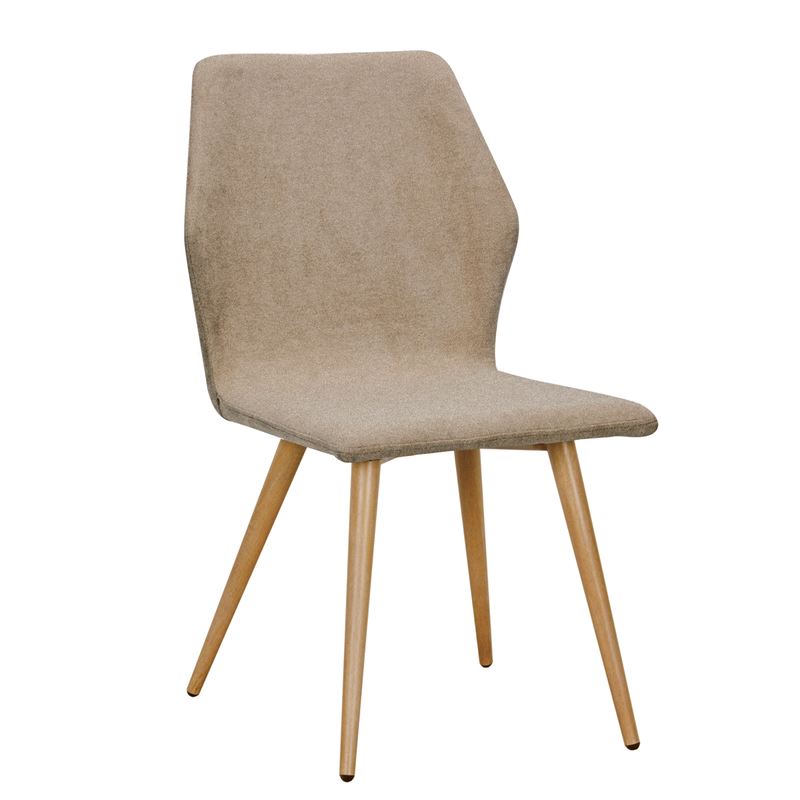 Καρέκλα Tραπεζαρίας Κουζίνας Μέταλλο Βαφή Φυσικό / Ύφασμα Ανοιχτό Καφέ 1