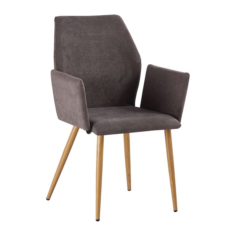 Πολυθρόνα Τραπεζαρίας Κουζίνας Μέταλλο Βαφή Φυσικό / Ύφασμα Grey Brown 1