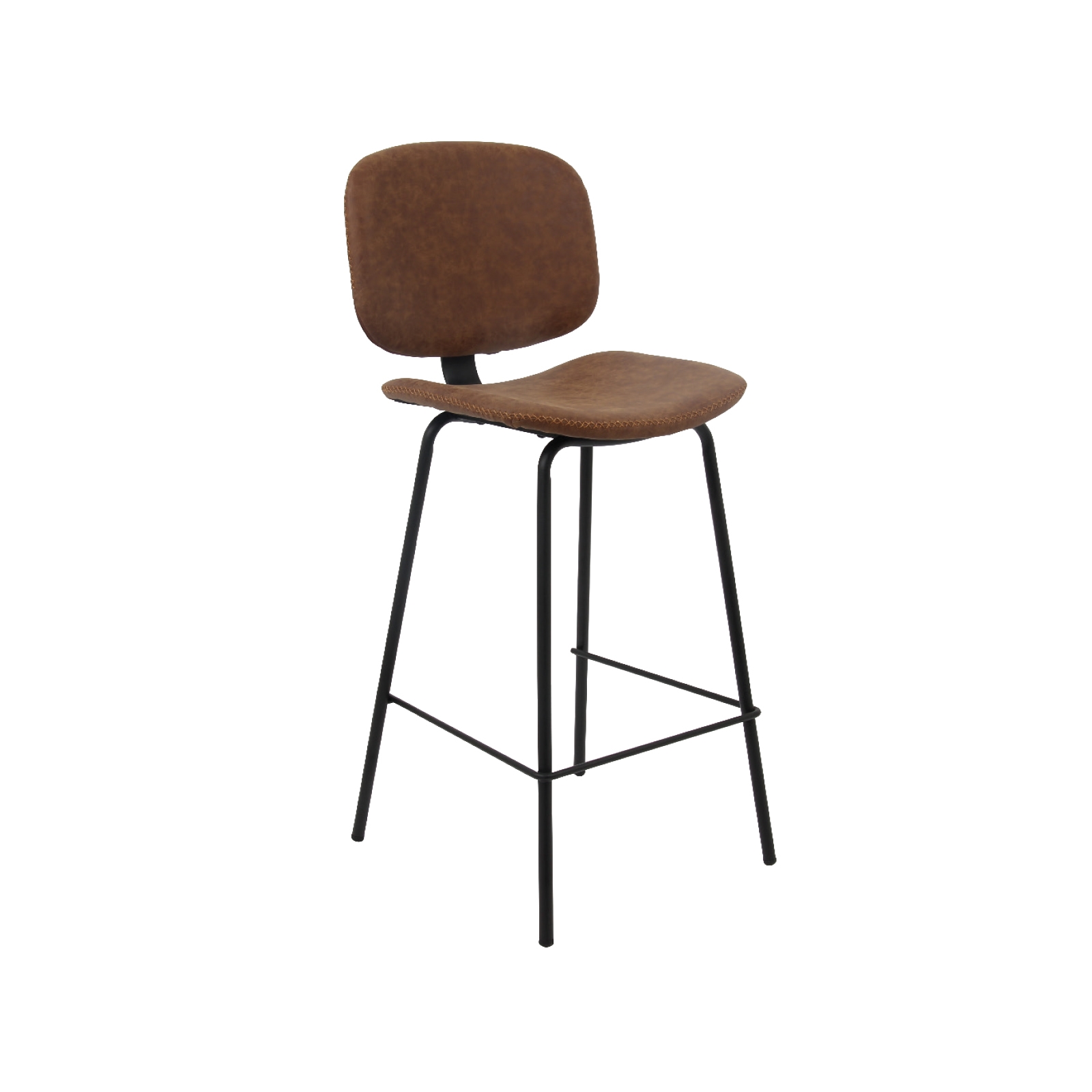 Σκαμπώ Βar Μέταλλο Βαφή Μαύρο - PU Vintage Brown 2