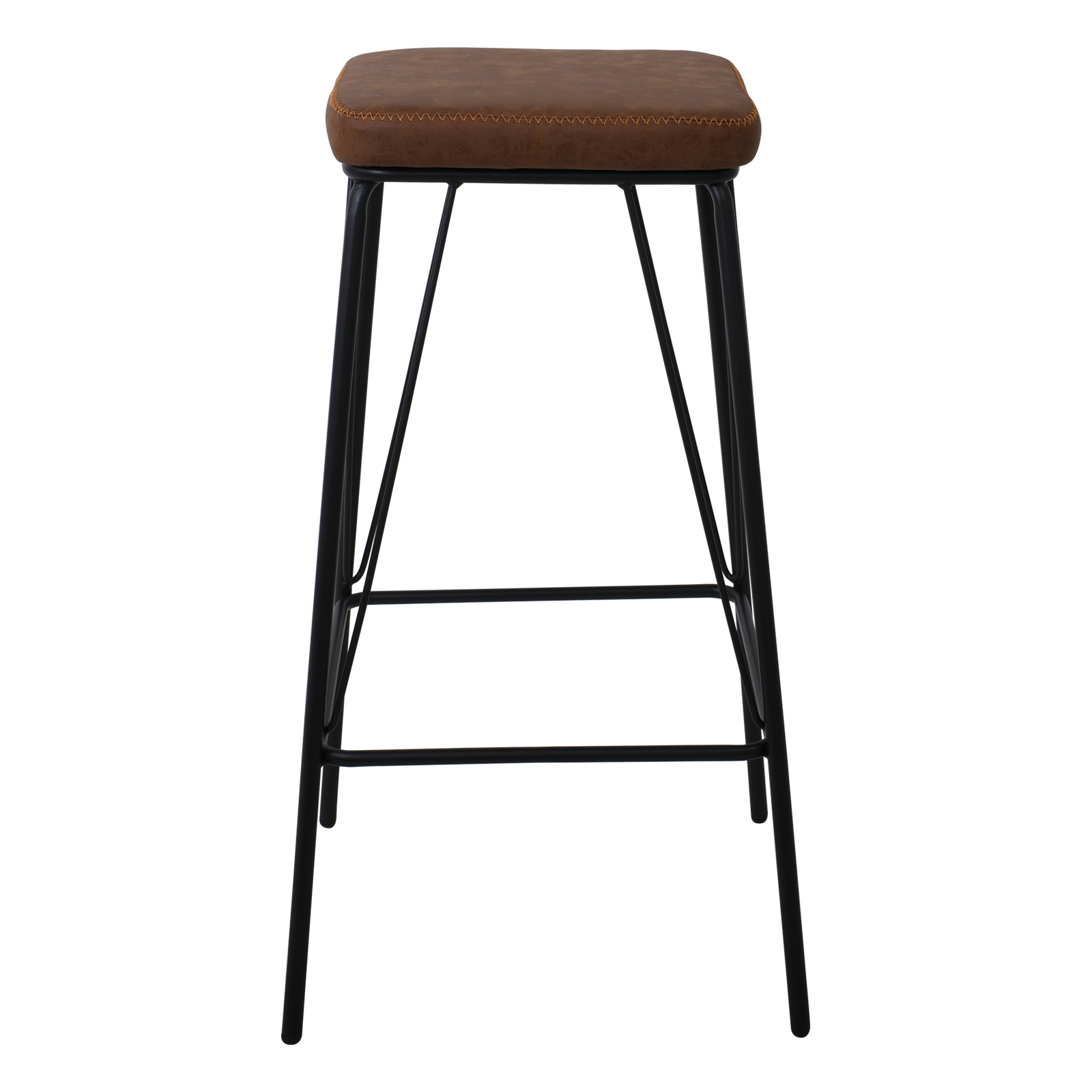 Σκαμπώ BAR Μέταλλο Βαφή Μαύρο / PU Vintage Brown 4