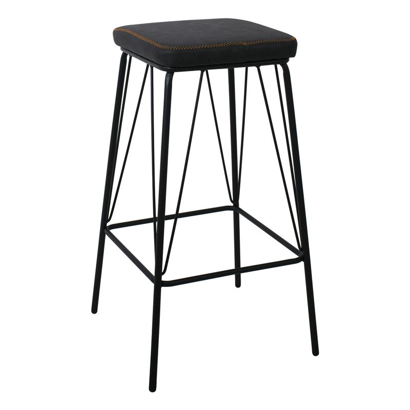Σκαμπώ BAR Μέταλλο Βαφή Μαύρο / PU Vintage Black 1