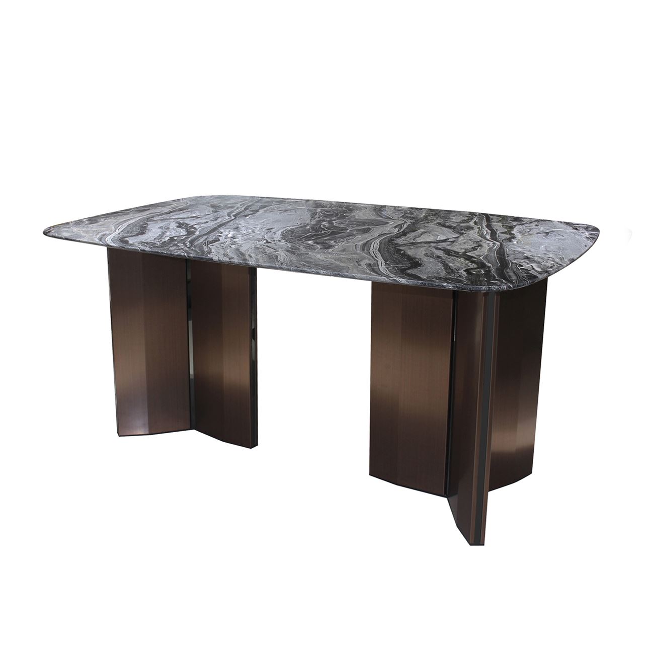 Τραπέζι Τραπεζαρίας, Επιφάνεια Μάρμαρο, Βάση Μέταλλο Απόχρωση Καρυδί 2