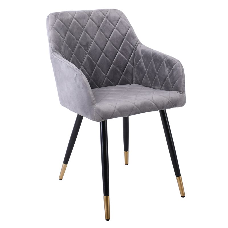 Πολυθρόνα Μέταλλο Βαφή Μαύρο, Ύφασμα Velure, Απόχρωση Γκρι 1