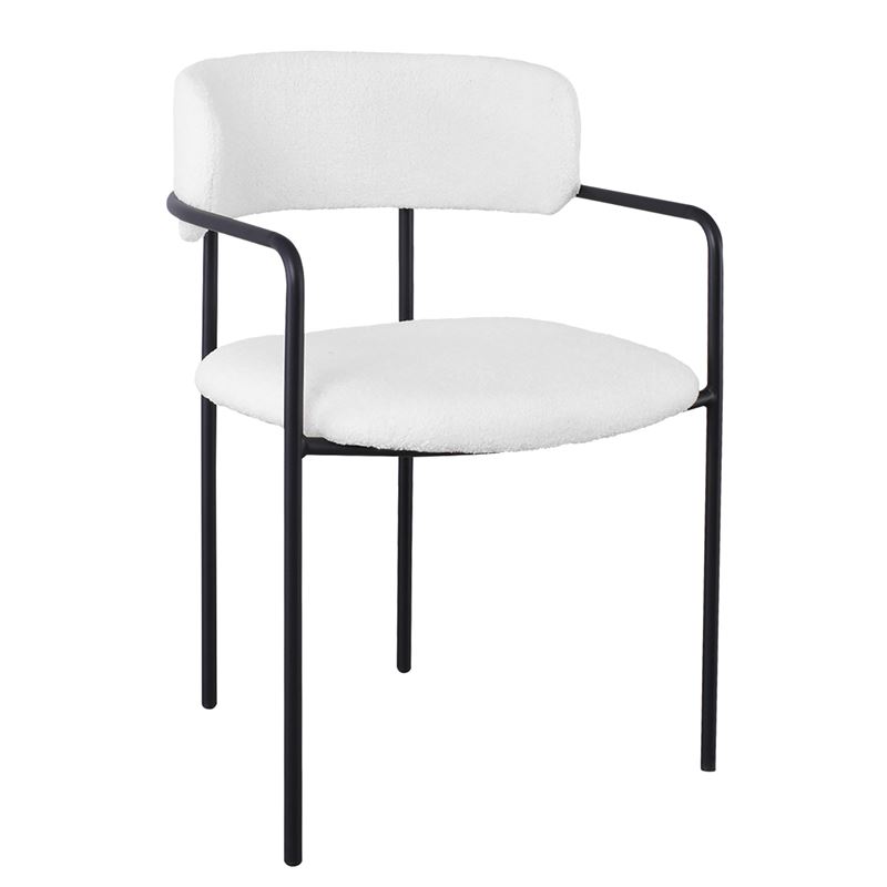 Πολυθρόνα Μέταλλο Βαφή Μαύρο, Ύφασμα Teddy, Απόχρωση Άσπρο 1