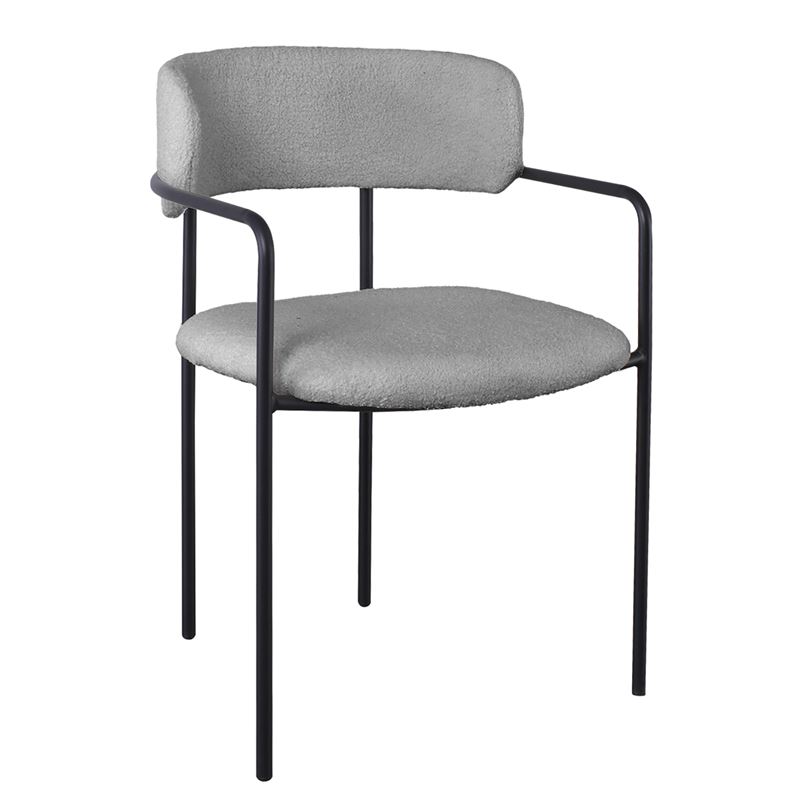 Πολυθρόνα Μέταλλο Βαφή Μαύρο, Ύφασμα Teddy, Απόχρωση Γκρι 1