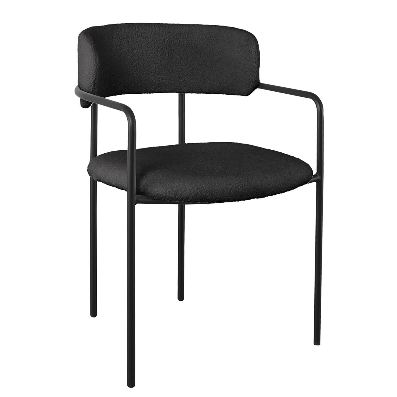 Πολυθρόνα Μέταλλο Βαφή Μαύρο, Ύφασμα Teddy, Απόχρωση Μαύρο 2