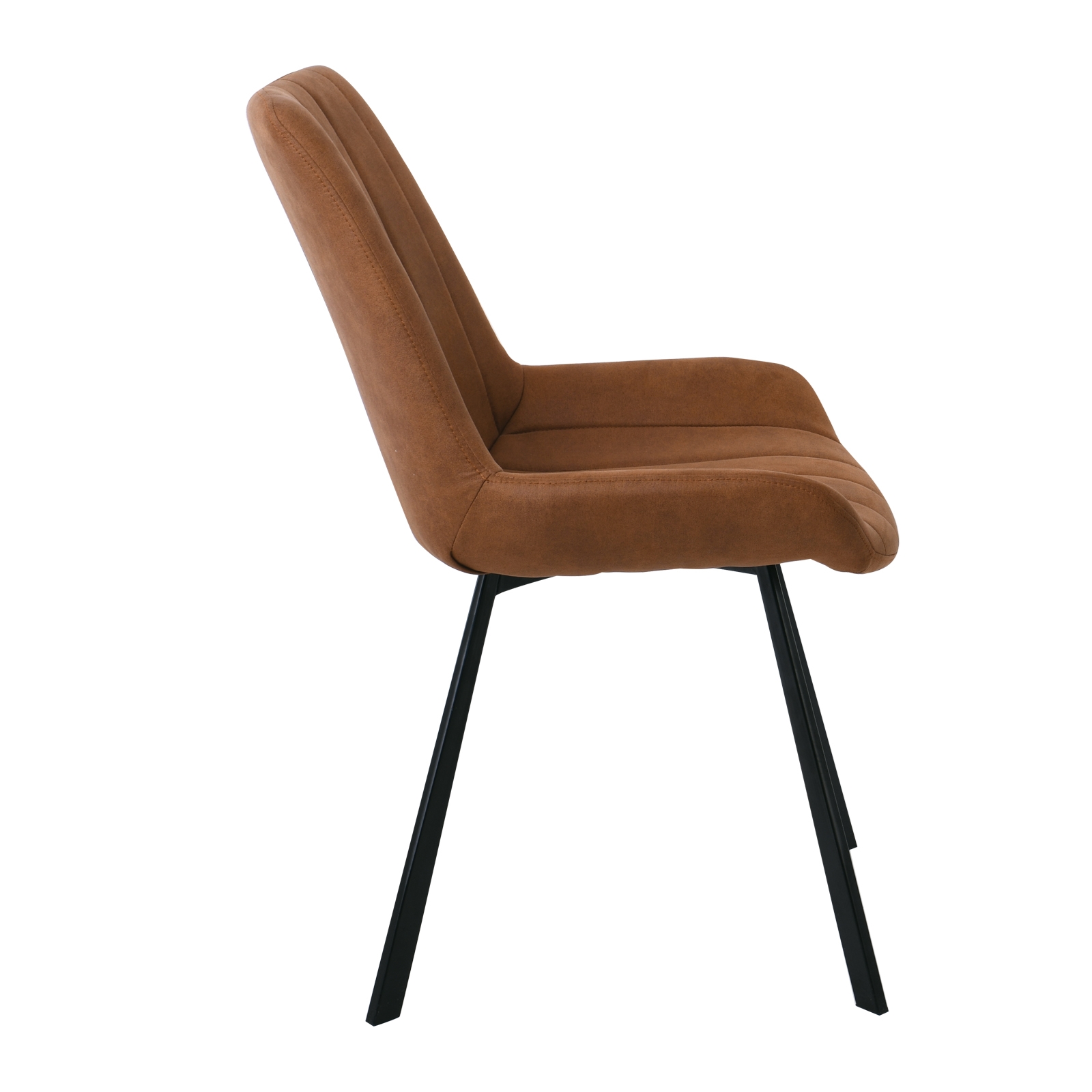 Καρέκλα Tραπεζαρίας Μέταλλο Βαφή Μαύρο / Ύφασμα Suede Καφέ 4