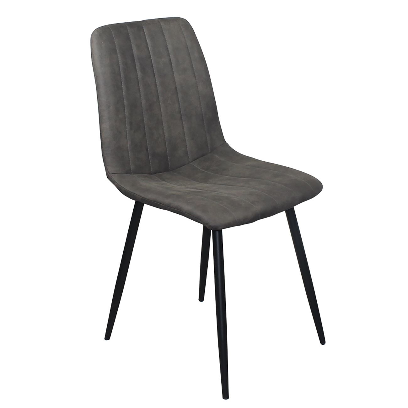 Καρέκλα Τραπεζαρίας - Κουζίνας, Μέταλλo Bαφή Μαύρο, Ύφασμα Suede Ανθρακί 2