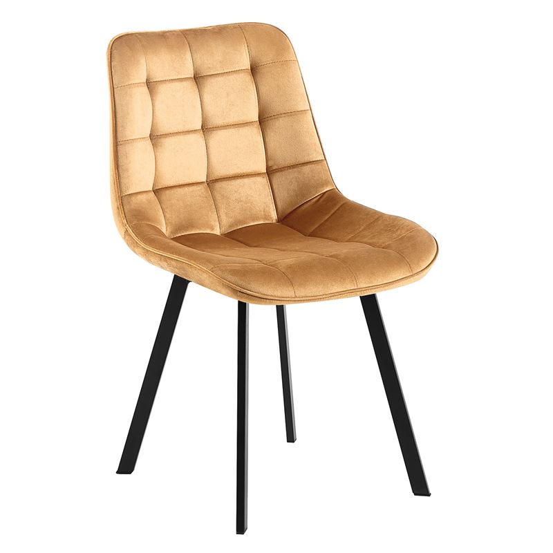 Καρέκλα Τραπεζαρίας, Μέταλλο Βαφή Μαύρο, Ύφασμα Velure Απόχρωση Μπεζ 1