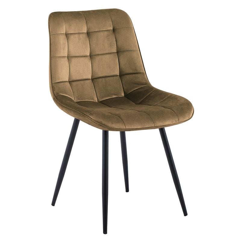 Καρέκλα Τραπεζαρίας, Μέταλλο Βαφή Μαύρο, Ύφασμα Velure Απόχρωση Cappuccino 1
