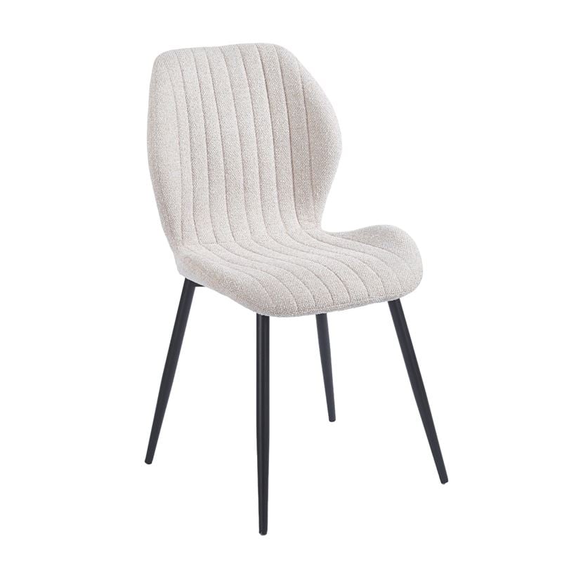 Καρέκλα Τραπεζαρίας, Μέταλλο Βαφή Μαύρο, Ύφασμα Απόχρωση Μπεζ 1