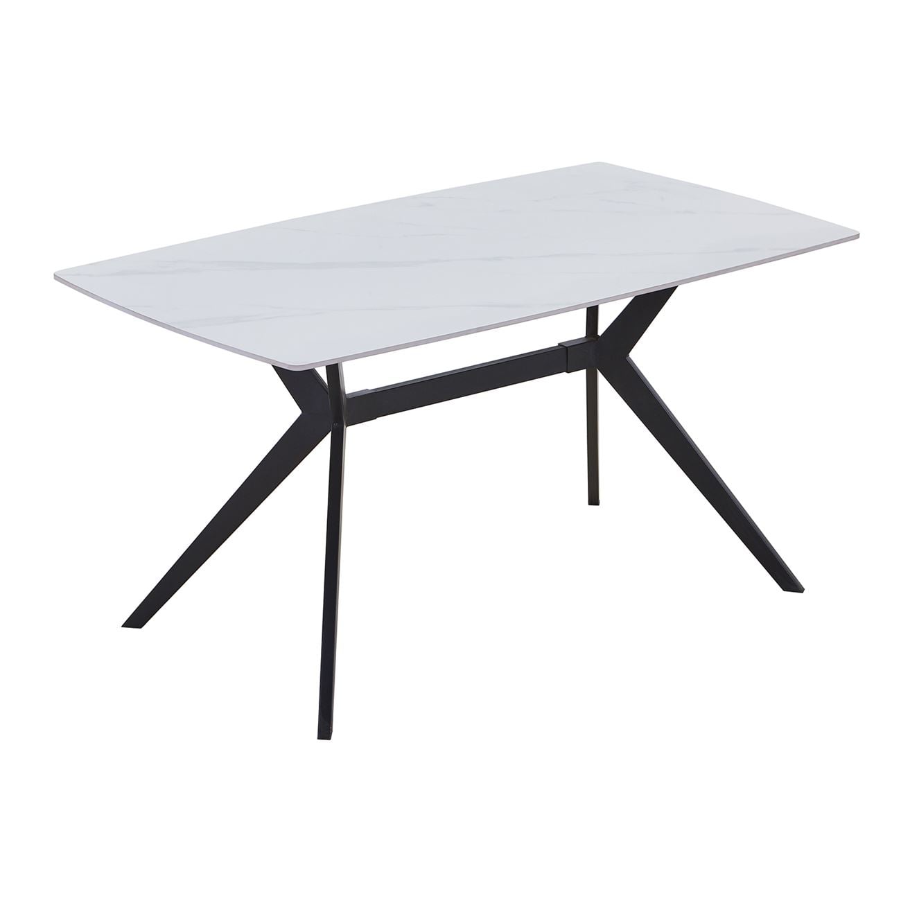Τραπέζι Τραπεζαρίας- Κουζίνας, Μέταλλο Βαφή Μαύρο, Sintered Stone White Marble 2